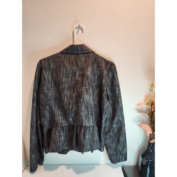 Sandro Sportswear Gray Textured Zip Jacket Size L Modern Peplum Style - Picture 2 of 4